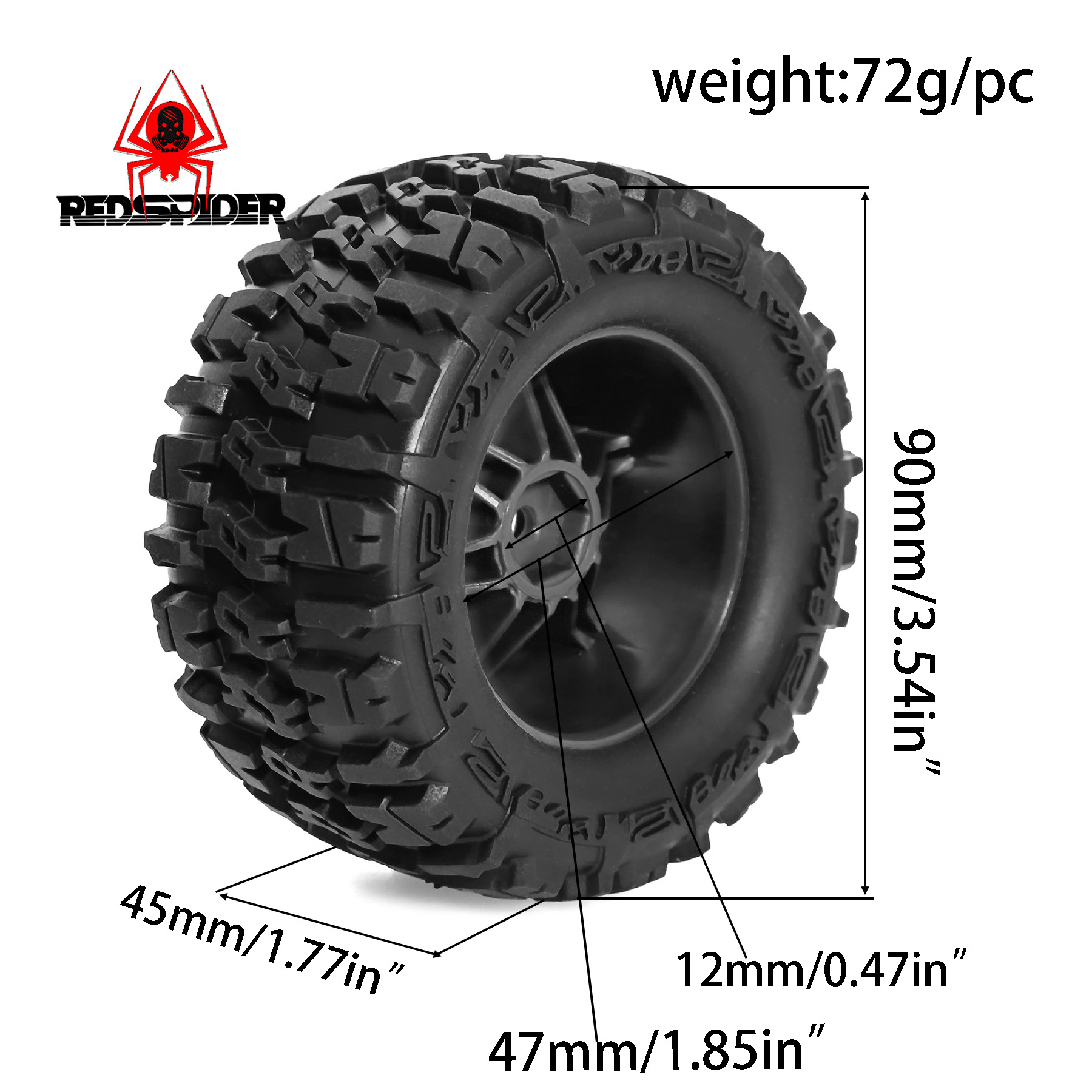 90mm Skidproof Rubber Wheel Ti - Rc Truck Monster のレビューと価格