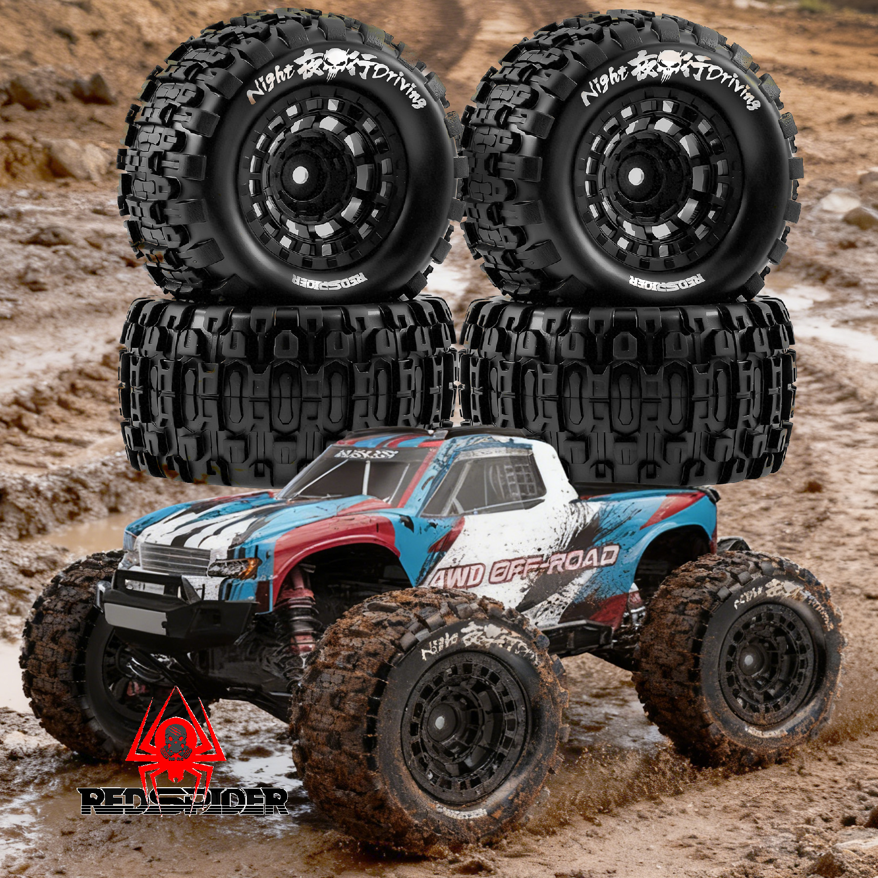 100mm RC Car Rubber off-road T - Rc Truck Monster のレビューと価格