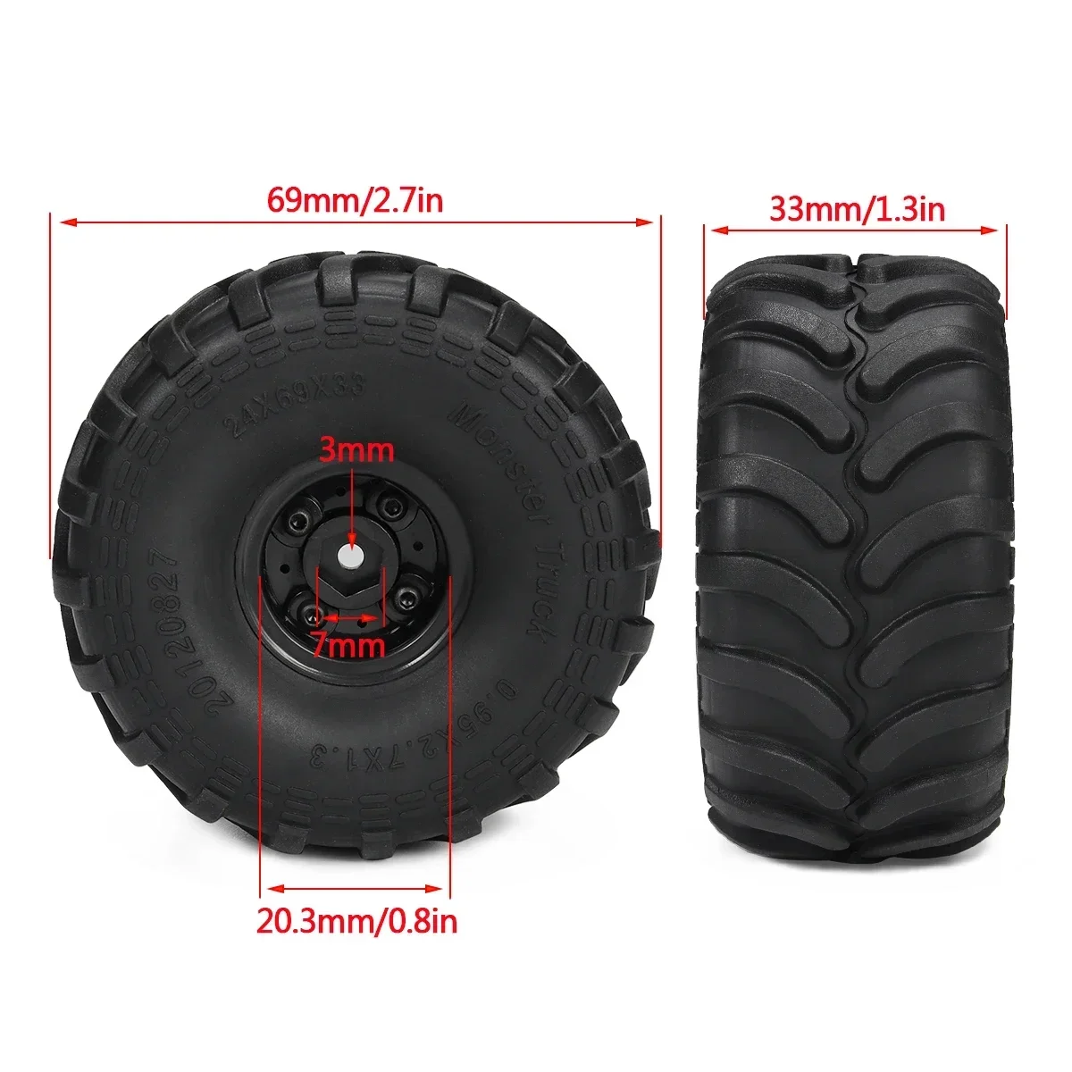 4pcs Monster Truck Tires with  - Rc Truck Monster のレビューと価格