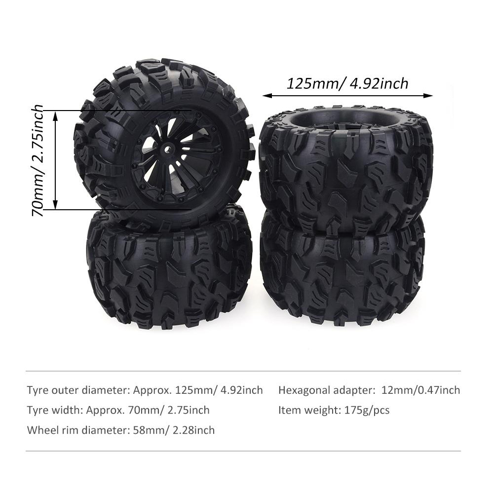 ZD Racing 4PCS 125MM 1/10 Mons - Rc Truck Monster のレビューと価格